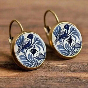 1 pair New Bird Time Glass Animal Pattern Earrings